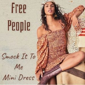 Free People Smock It To Me Dress Apricot Combo Size Large